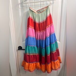 Beulah Color block fiesta maxi skirt (M)
